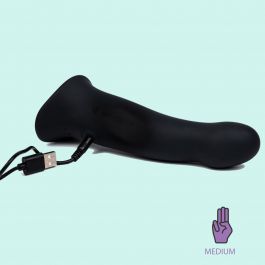 ComZe Vibrating Strap-on Dildo - 10 Speeds - Pleasure Base®  - Medium 